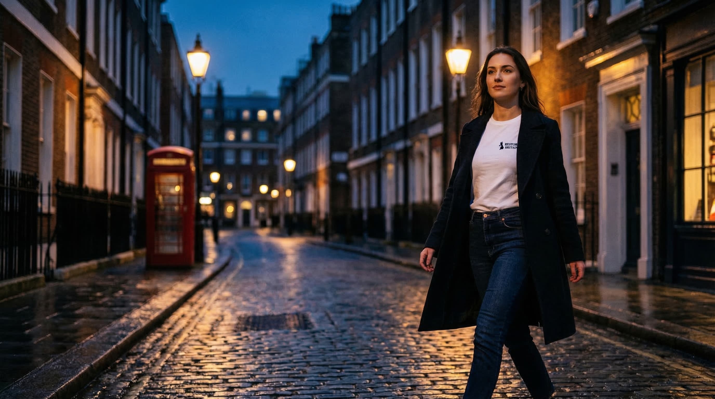 London street at blue hour