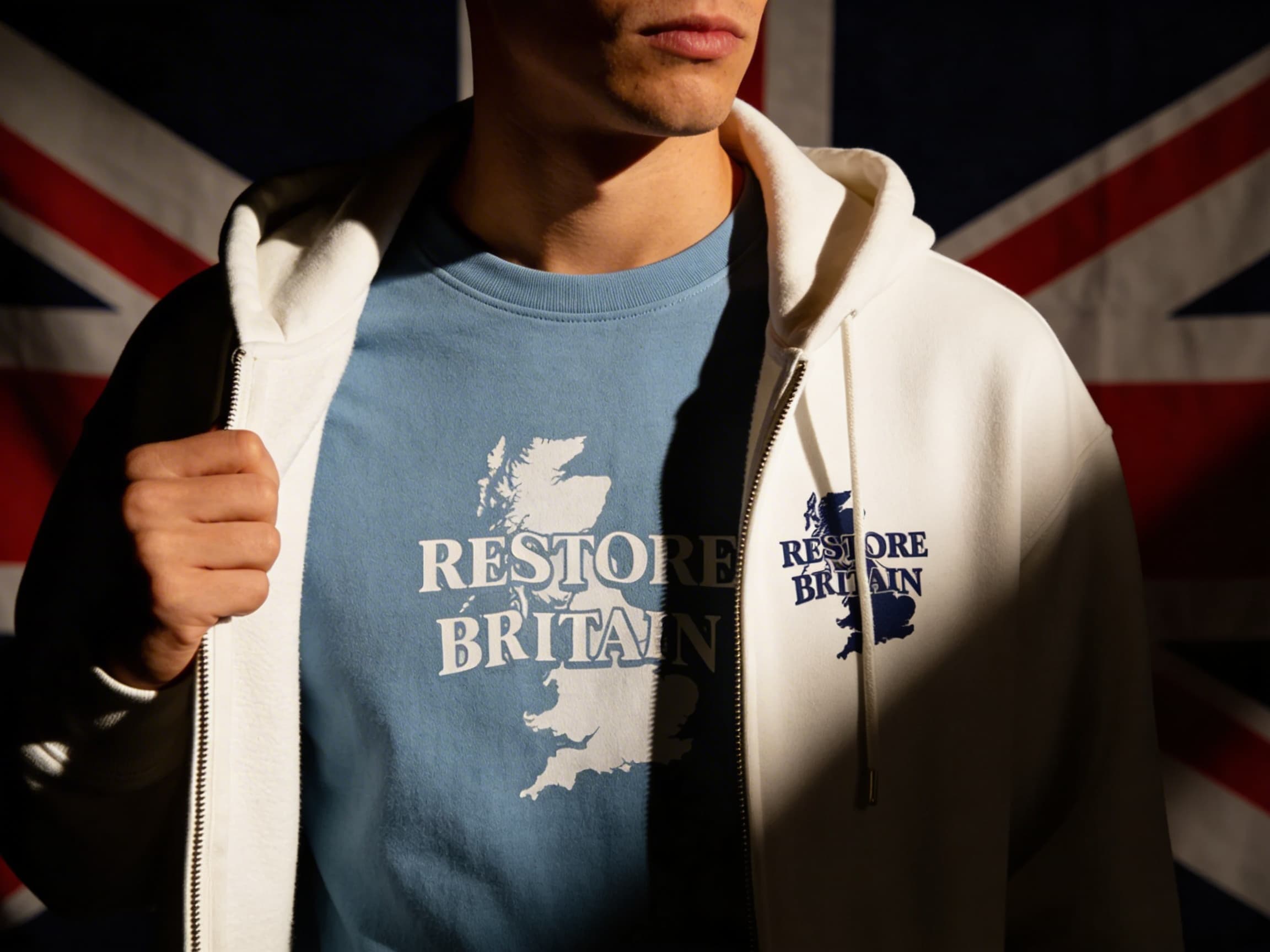 Restore Britain hoodie with Union Jack
